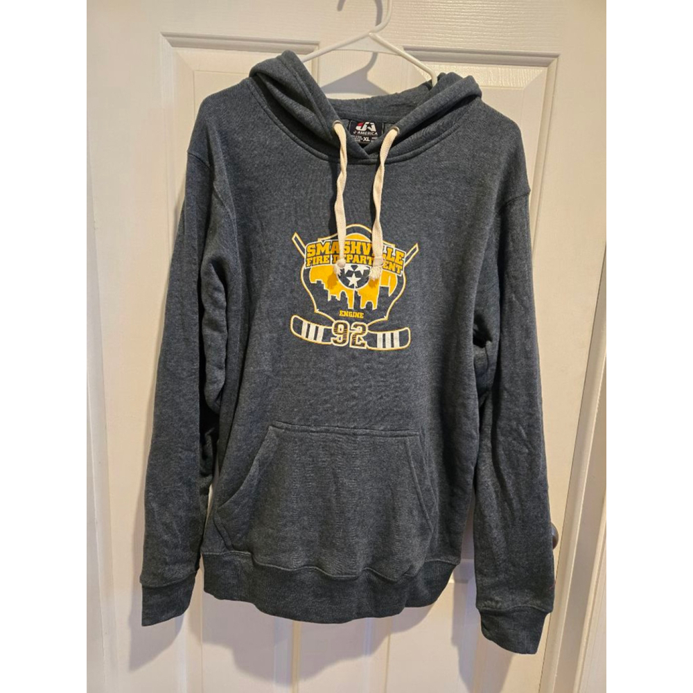 Men's J. America Gray & Yellow Smashville Fire Dept Hoodie XL